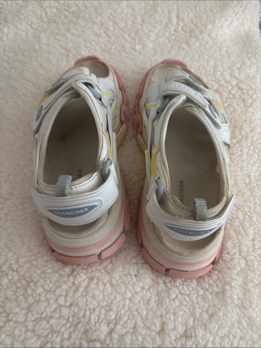 Balenciaga Kids White, Pink and Yellow Sporty Sandal-Sneaker